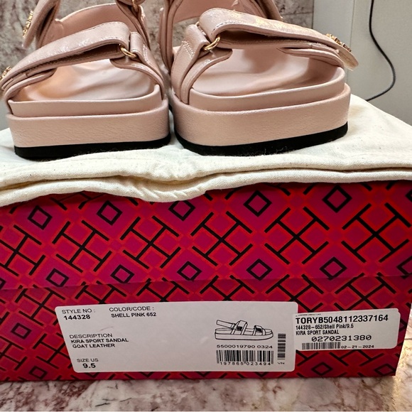 Tory Burch Kira Patent Sport Sandals in shell pink NWT - Picture 2 of 6